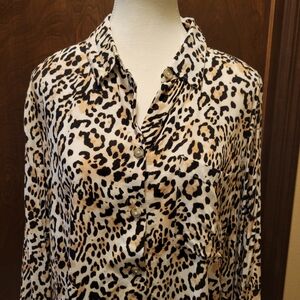 Chico's Leopard Print Button Down Shirt NWT
